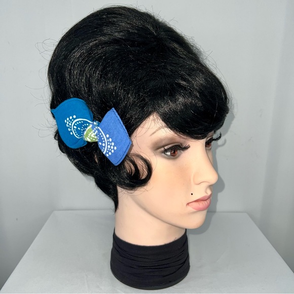 Dark Tie Dye Paisley Bandana Knotted Hair Bow - Picture 3 of 11